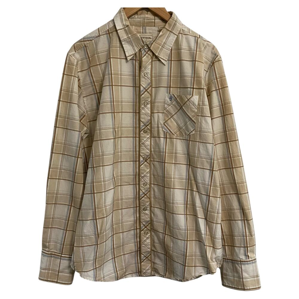 Stetson Mens Size XL Plaid Pearl Snap Western Shirt Outdoor Work Cowboy